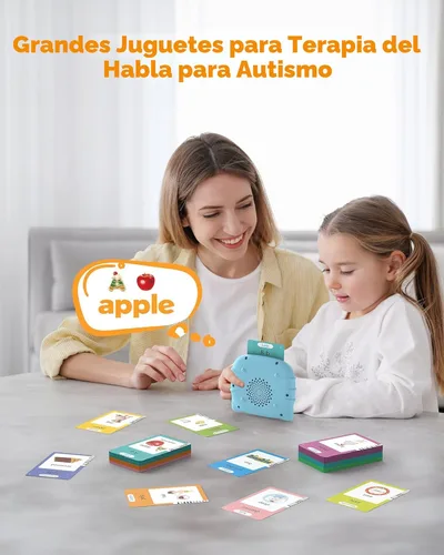 Miniatura 4 de Airbition Tarjetas Didácticas Parlantes Bilingües en Español e Inglés para Mayores de 2 Años, Herramientas de Terapia del Habla de Bolsillo con 512