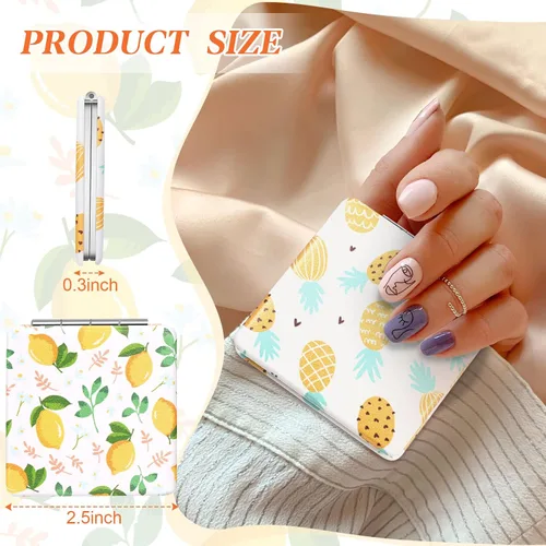 Miniatura 5 de Vicenpal Espejos Compactos Pequeños de Bolsillo con Diseño de Frutas, Mini Espejos Magnificantes Portátiles de Maquillaje, Espejo de Doble Cara