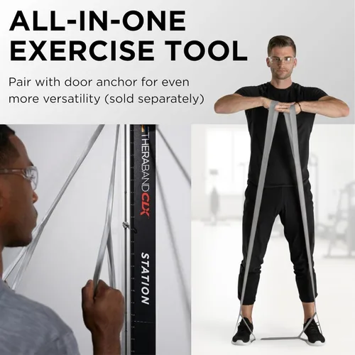 Miniatura 5 de THERABAND CLX Resistance Band with Loops, Fitness Band for Home Exercise and Full Body Workouts, Portable Gym Equipment Plata - Super Heavy