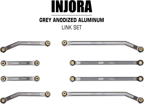 Miniatura 5 de INJORA Juego de 4 eslabones de aluminio CNC para SCX24 AXI90081 Deadbolt AXI00004 Axial 1/24 RC Crawler Car,8 piezas (gris)