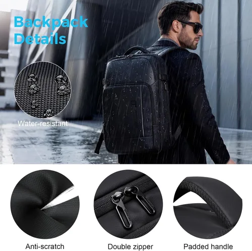 Miniatura 4 de TANGCORLE - Mochila de viaje, mochila de mano aprobada por aerolíneas para viajes, mochila para laptop de 17.3 pulgadas para hombres, Mediana