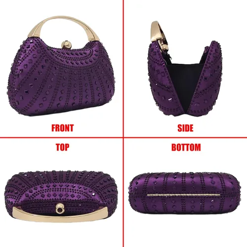 Miniatura 2 de HUANG ZHUANG Elegante bolso de mano de cristal con diamantes de imitación para mujer, bolso de fiesta, boda, baile de graduación, bolsa brillante