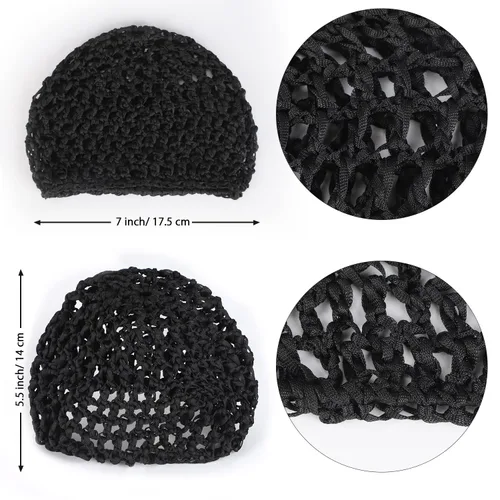 Miniatura 3 de Etercycle 3 piezas de malla de ganchillo para mujer, malla de ganchillo de punto de rayón suave, accesorio para dormir (negro)