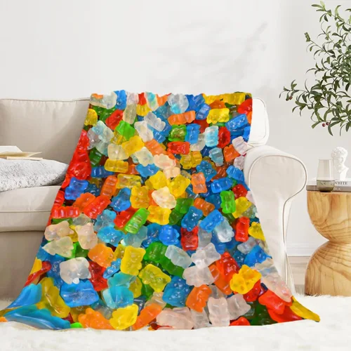 Darani Manta de Caramelos Gumdrops Súper Suave Manta de Tiro Divertida Cálida y Ligera Mantas de Franela Suave 40x30 Extra Pequeña para Manta de