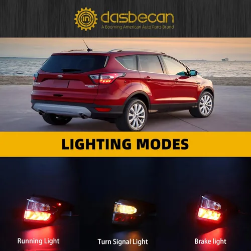Miniatura 4 de Dasbecan Conjunto de luz trasera derecha del lado del pasajero con bombilla compatible con Ford Escape Kuga 2017 2018 2019 lámpara trasera de freno