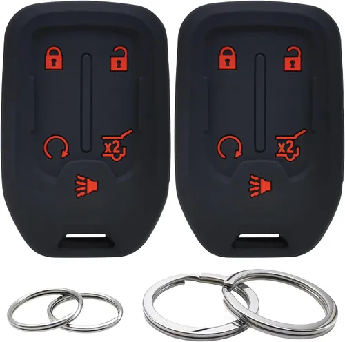 Miniatura 6 de 2 fundas de silicona para llavero de 5 botones, protector sin llave compatible con Chevrolet Chevy Silverado Suburban Tahoe GMC Acadia Sierra