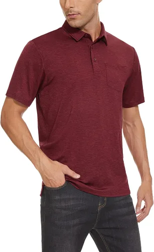 Miniatura 2 de TACVASEN Polo de golf para hombre, mangas de 3 botones, estilo casual, senderismo, con cuello