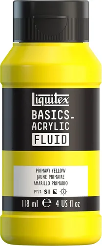 Miniatura 28 de Liquitex BASICS Pintura acrílica fluida, botella de 118ml (4 onzas), tono amarillo cadmio medio Tono medio amarillo cadmio