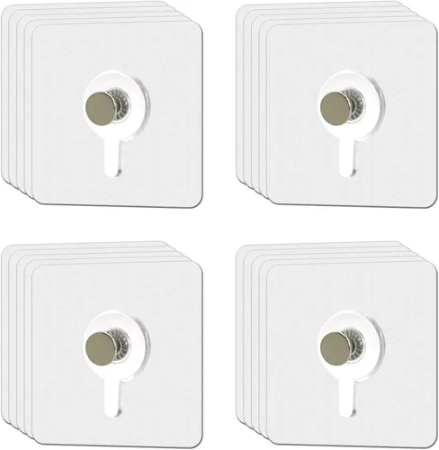20 ganchos adhesivos resistentes para fotos, ganchos de pared sin clavos de carga de 33 libras, ganchos adhesivos transparentes impermeables para