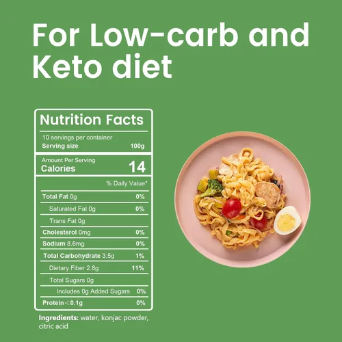 Miniatura 2 de Hethstia Konjac Fettuccine de fideos, pasta Shirataki baja en carbohidratos, apta para dieta keto y paleo, sin gluten, vegano, bajo en calorías