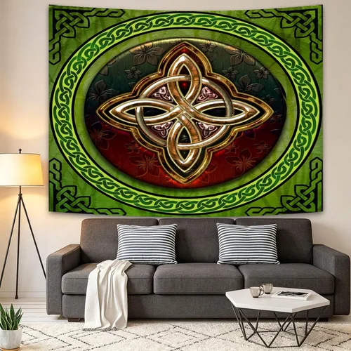 Miniatura 3 de SHRAPHY Tapiz celta de 60 x 40 pulgadas, tapiz nórdico vikingos, irlandés, redondo, nudo de amor, tapiz de buena suerte para sala de estar