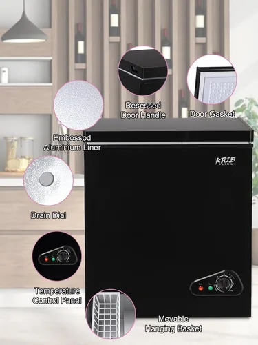 Miniatura 6 de KRIB BLING Congelador de pecho, termostato ajustable, congeladores compactos con cesta de almacenamiento extraíble para casa, cocina, garaje, Negro