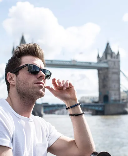 Miniatura 3 de Believe London Pulsera de piedra de ónix y lapislázuli en caja de regalo fuerte elástico sanación hombres mujeres piedras preciosas preciosas