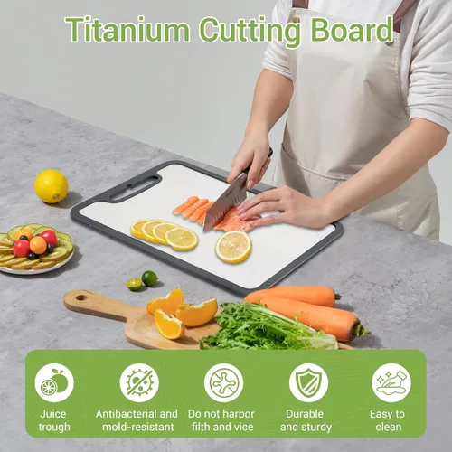 Miniatura 2 de Juego de tabla de cortar de titanio de 3 piezas, tablas de cortar de metal para cocina, tabla de cortar de acero inoxidable, tablas de cortar