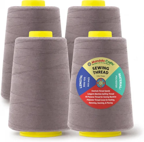 Miniatura 94 de Mandala Crafts 4 Pack of Serger Threads Cones Spools - 20S/2 24000 Yards Polyester Baby Blue Threads for Sergers Machine and Overlock Quilting