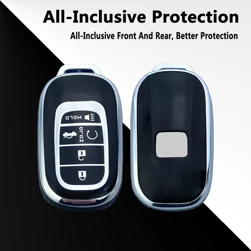 Miniatura 4 de Funda para llavero compatible con 2022 2023 Honda Civic Accord CR-V HR-V Pilot, llavero de TPU suave de protección completa, carcasa bonita (negro)