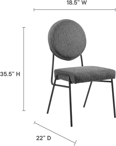 Miniatura 3 de Modway Craft - Juego de 2 sillas laterales tapizadas de tela, color negro carbón