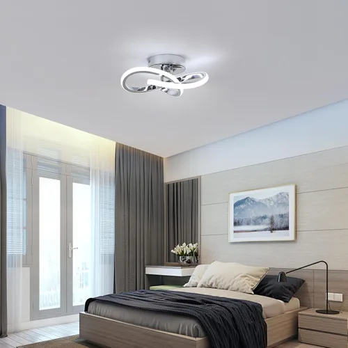 Miniatura 6 de Lámpara de Techo LED Moderna, Lámpara de Techo de 22W LED 6500K Blanco Frío Diseño Espiral para Pasillo de Corredor Balcón Cocina (Plateado)