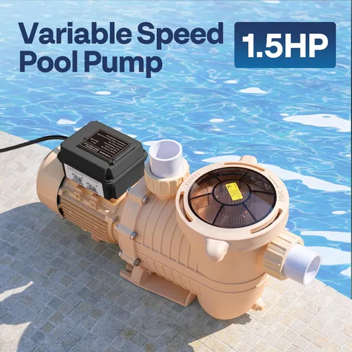 Miniatura 2 de VIVOHOME Potente motor de cobre de 1.5 HP 6500 GPH Bomba de piscina de doble voltaje autorecortable en/sobre el suelo con unión de 1.25 pulgadas