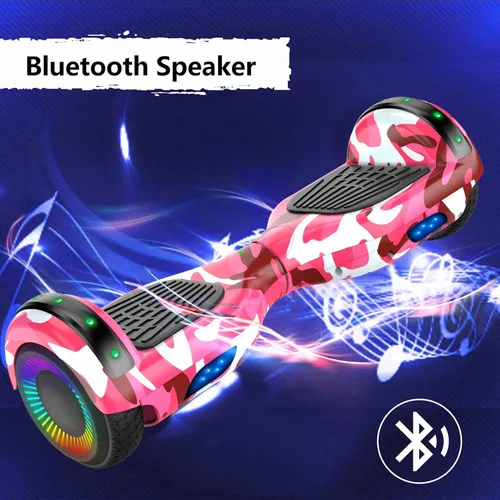 Miniatura 3 de LIEAGLE Hoverboard - Patineta autoequilibrante de 16.5 cm, 6.5 pulgadas, con ruedas Bluetooth, luces LED, para niños y adultos B02-Camo Rosa con kart