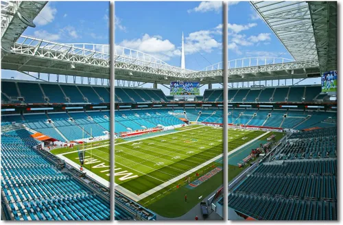 Miniatura 30 de 3 piezas de arte de pared deportivo del equipo de fútbol de los Vikings de Estados Unidos, pinturas de estadios deportivos Minnesota, Estados