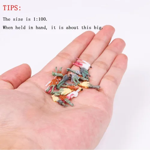 Juego de 100 piezas de figuras de plástico pintadas mixtas a escala 1:100 HO