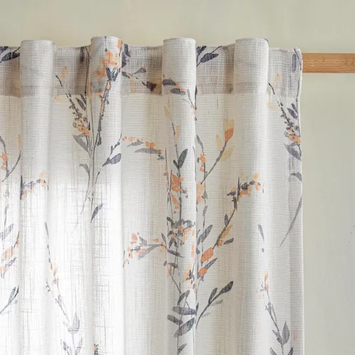 Miniatura 20 de MYSKY HOME Cortinas florales de cocina de 24 pulgadas, cortinas de lino con patrón de flores de granja, bolsillo para barra de filtro de luz aireado