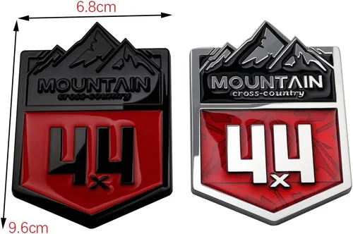 Miniatura 6 de 1 calcomanía de metal de montaña 4 x 4 para automóvil de campo traviesa, para carreras todoterreno (color negro y rojo)