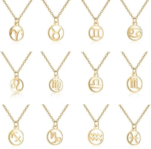 Miniatura 5 de Collar dorado del zodiaco para mujer, 12 collares con colgante de signo de astrología del horóscopo, regalos de joyería