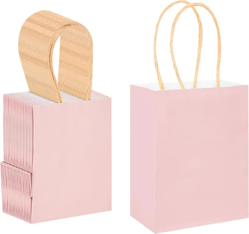 Miniatura 13 de DjinnGlory Paquete de 60 mini bolsas de regalo de papel morado con asas, 6.3 x 4.7 x 2.75 pulgadas, pequeñas bolsas de lavanda para cumpleaños