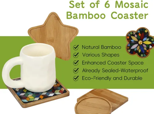 Miniatura 4 de Lanyani 6 bases de mosaico de madera, sustratos de varias formas para manualidades de mosaico, base de posavasos de azulejos de mosaico..