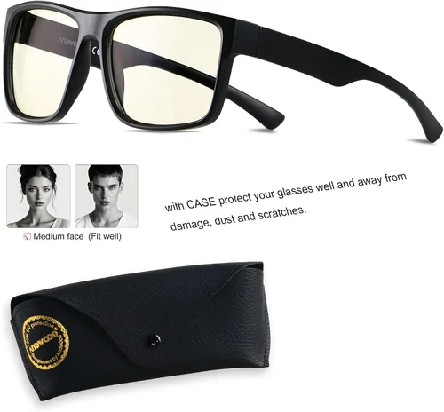 Miniatura 6 de ANDWOOD Gafas de bloqueo de luz azul para hombres y mujeres, para computadora, TV, juegos, recubiertos, lentes para mejorar el sueño, producir