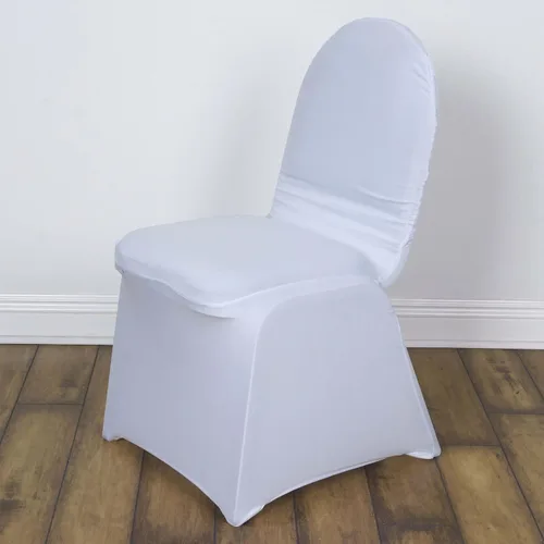 Miniatura 36 de Efavormart 1 juego de fundas para sillas de banquete con volantes y falda plisada de spandex blanco, fundas elásticas lavables con bolsillos