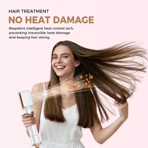 Miniatura 6 de Cepillo secador de cabello mágico Air Styler 6 en 1, cepillo secador iónico negativo y 3 configuraciones de calor, rizado automático desmontable