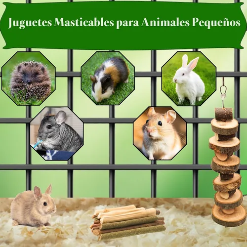 Miniatura 7 de Grddaef Juguetes para conejos, juguetes para conejillos de indias 25 piezas Heno natural Timothy Masticables y golosinas para conejito, chinchilla