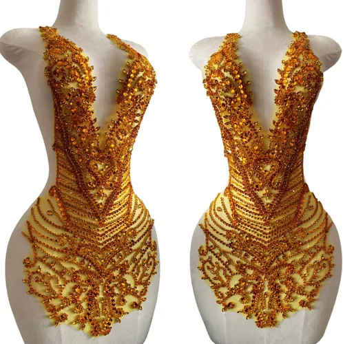 Miniatura 21 de Apliques de diamantes de imitación hechos a mano para coser en cuentas, parches de recorte, accesorios para vestido de novia, parche de encaje