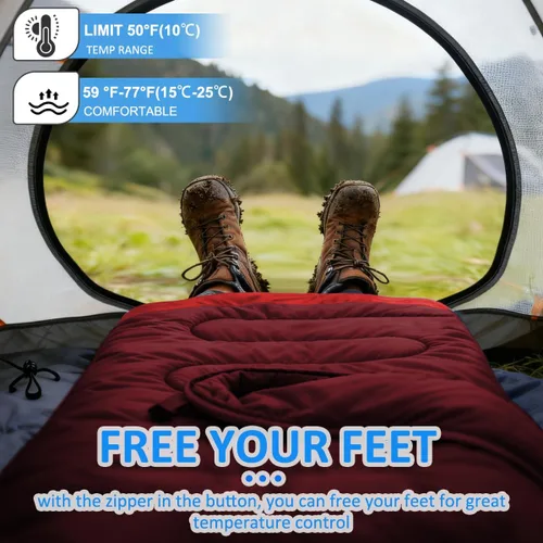 Miniatura 7 de Oaskys - Saco de dormir para acampar, para 3 estaciones, clima cálido y fresco, verano, primavera, otoño, ligero, resistente al agua, para adultos