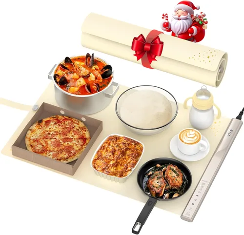 Miniatura 13 de VTAR Alfombrilla Eléctrica de Calentamiento de Alimentos y Bandeja Calentadora para Servidores de Buffet de Fiesta, Calentamiento de Doble Zona