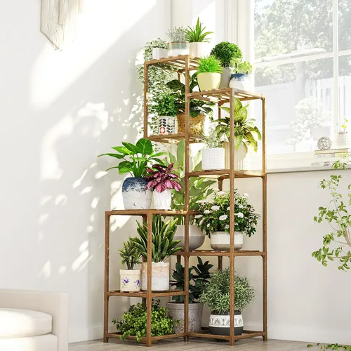 Miniatura 8 de Bamworld Soporte para Plantas con Luz de Cultivo para Plantas de Interior Rincón de Crecimiento Estante para Plantas con Luces de Cultivo