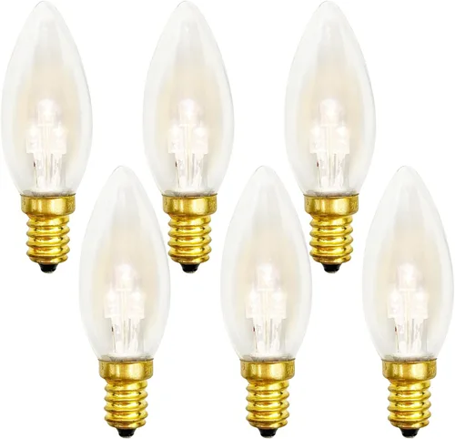 Miniatura 12 de 5 paquetes de bombillas LED C7 para luces navideñas, bombilla nocturna de base E12 de candelabro de ahorro de energía de 0.6W, bombillas de repuesto