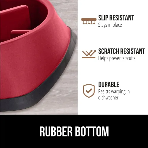 Miniatura 4 de GORILLA GRIP® Tazones patentados de alimentación lenta sin BPA, juguete interactivo para perros y gatos, enriquecimiento de entrenamiento Rojo