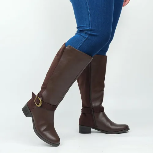 Miniatura 3 de Hawkwell Botas altas hasta la rodilla con cremallera lateral extra anchas para mujer