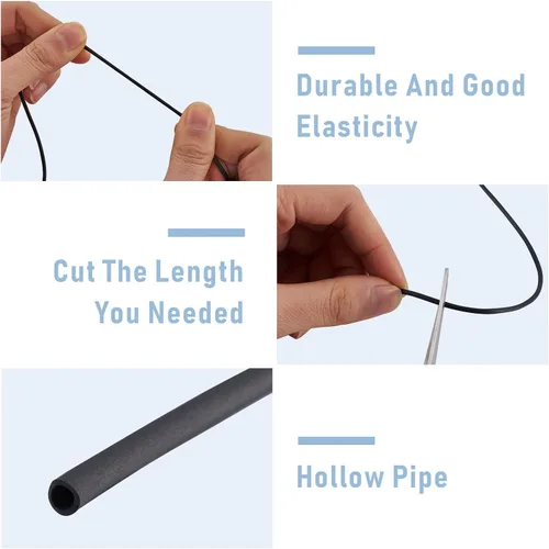 Miniatura 5 de FASHEWELRY 3 rollos de cables de goma huecos para tejer, cable de peluquero de 0.079 pulgadas (0.079 in), cables de silicona para tejer puntada