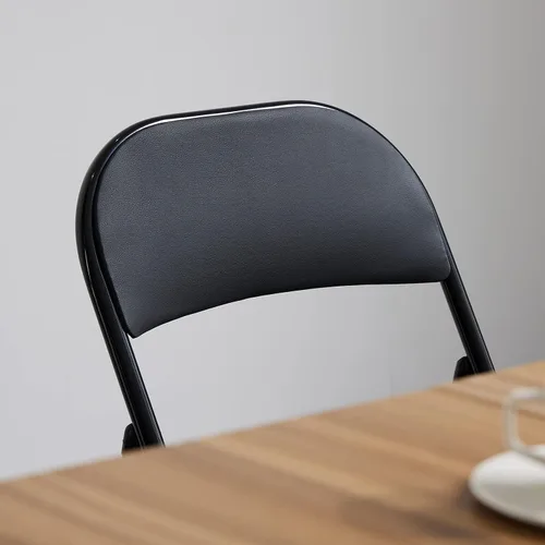 Miniatura 4 de Paquete de 4 sillas plegables negras con cojín acolchado y respaldo para interiores y exteriores, silla plegable comercial apilable portátil