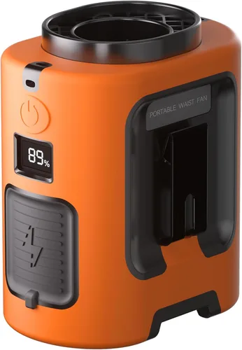 Miniatura 9 de Gewanolla Ventilador de cintura portátil, 4 velocidades, 13000 rpm, fuerte flujo de aire, ventilador de cinturón con hasta 22 horas de tiempo de Gris