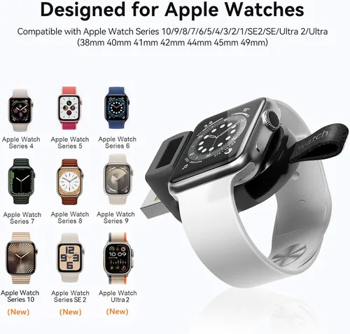 Miniatura 2 de LVFAN Cargador para Apple Watch, cargador portátil para iWatch, cargador inalámbrico USB de carga rápida, cargador magnético inalámbrico de viaje