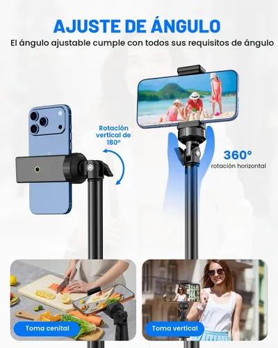 Miniatura 4 de Trípode de teléfono de 67", trípode extensible MIIASI para iPhone, selfie stick con control remoto y soporte para teléfono, compatible