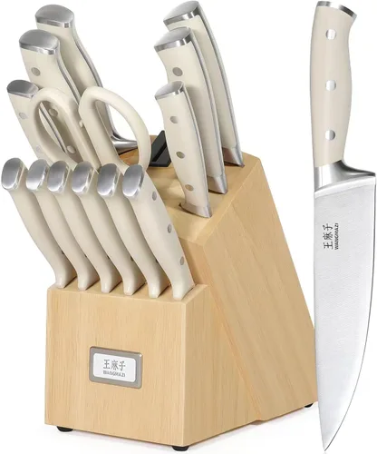 Miniatura 10 de WANGMAZI Juego de cuchillos de chef Premium de alta calidad, mango ergonómico de remache de acero inoxidable de alto carbono, juego de cuchillos