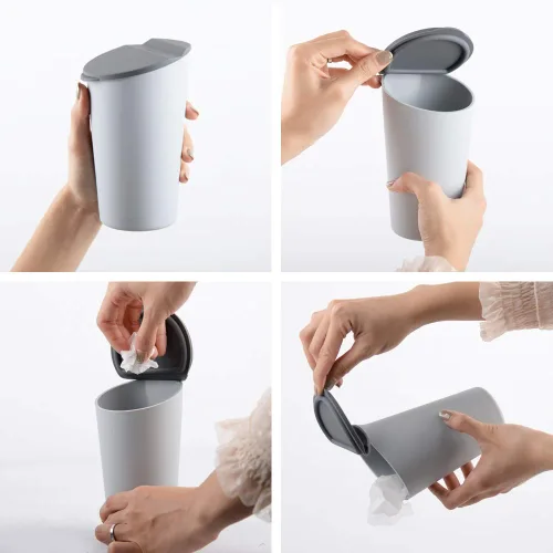 Miniatura 6 de Bote de basura de silicona con tapa – Portavasos para automóvil, hogar, oficina (negro)