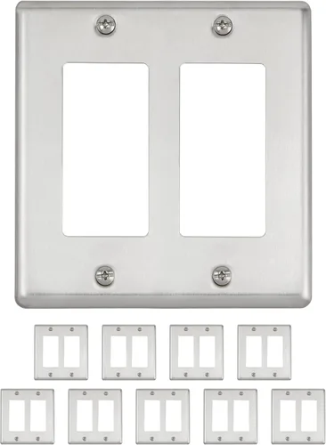 Miniatura 11 de Maxxima Paquete de 10 platos decorativos de pared de 1 banda, acero inoxidable, tamaño estándar (paquete de 10)